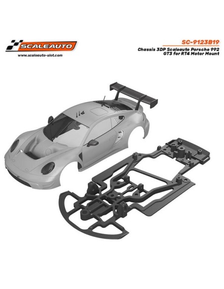 Chasis 3DP Porsche 992 GT3 de Scaleauto para Soporte Motor RT4